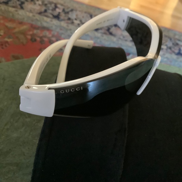 Gucci 99mm Shield Wrap Sunglasses White White Grey
